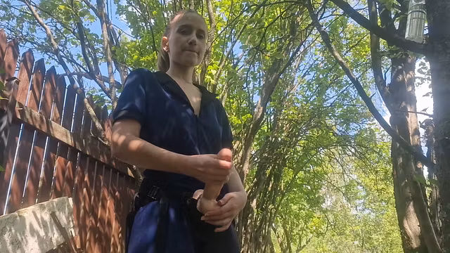 Anastasia Mistress outdoor fucked her slave Sasha Earth in the ass strapon without lube