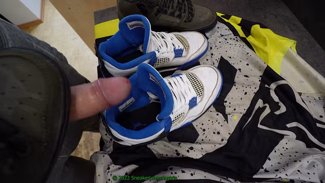 Fucking and cumming inside BFs nike jordan 4 motorsport
