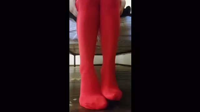 Long Red stockings foot play - Onlyfans Mistress Darkshine