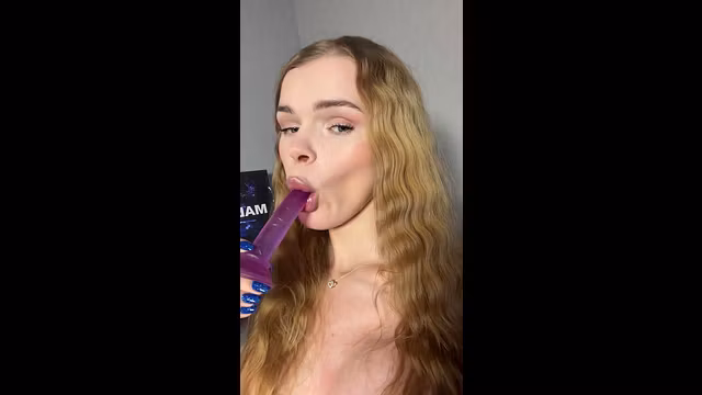 horny teen trans girl sucking a dildo