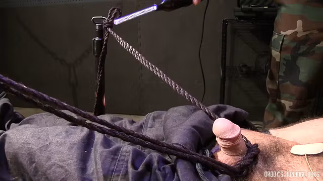 DaddysBondageBoys: Dirk Caber And Drake Jaden Electro Torment Soldier Interrogation With Rope And Wand