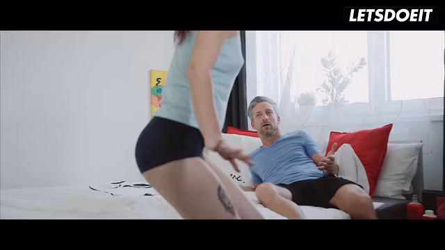 Curvy Redhead Massages His Cock... Her Hands Slide Higher Until He Grabs Her Cunt