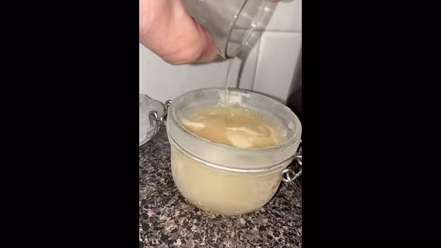 Adding a new cum load into my frozen cum jar, getting close to full and I’m going to play with my cum when it is