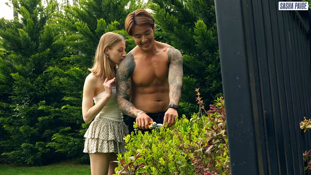 Shh… Fuck Me Quietly! I Seduced My Parents’ Asian Gardener and Let Him Fuck Me in the Backyard!