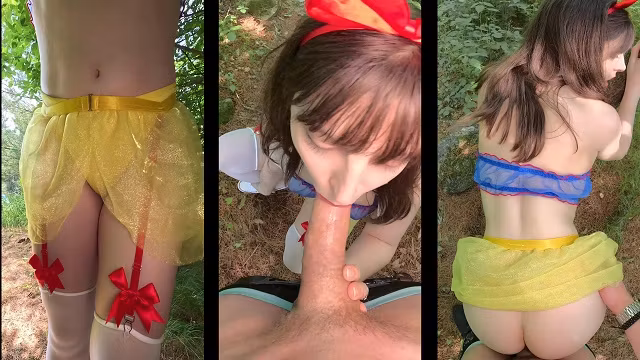 Snow White fucks the Seven Inch Dwarf in the woods! cum in her pussy 2 minutes