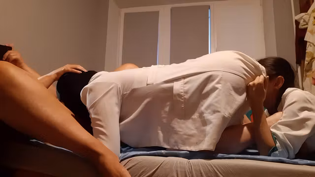 A hot threesome with ass and pussy licking and loud orgasms - IkaSmokS