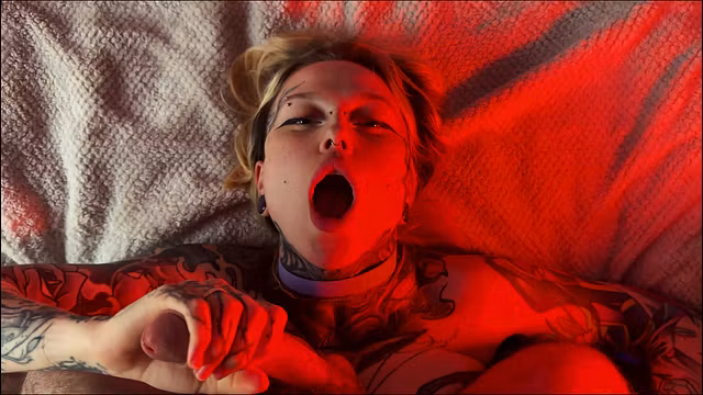 TEABAG SPLIT TONGUE BLOWJOB neon porn cum on hair ASMR