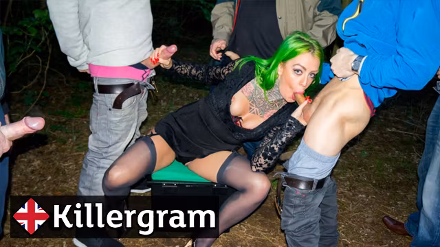KILLERGRAM - Tatted Babe Phoenix Madina Goes Dogging For The First Time And Gets Plastered with Cum