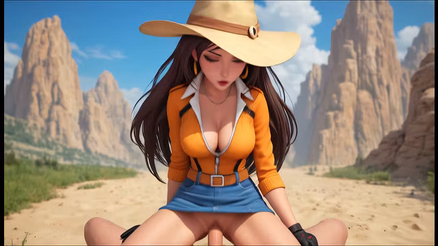 AI Generated - Creampie Cowgirl Big Tits Desert Beach Fuck 😈🔥