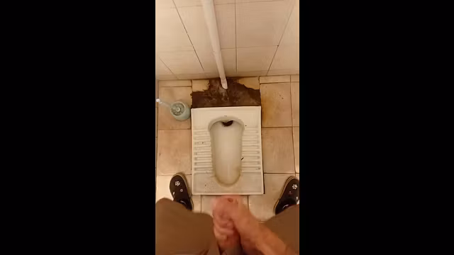 I jerk off and cum in a dirty public toilet