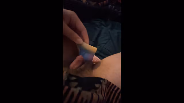 Intersex woman cock warming knot under dress