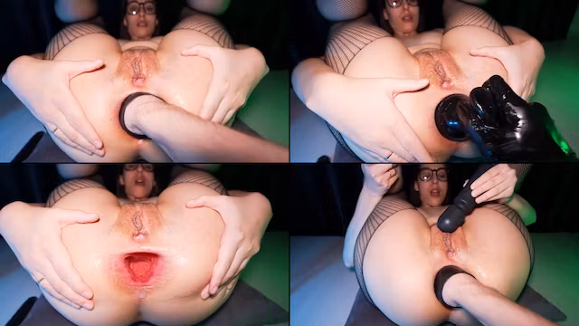 POV ANAL GAPES WITH HUGE PLUG AND FISTING ORGASM (Close up, Hardcore, Gaping, Toys, Brunette, Fishnet, Glasses, All natural, Gloves, Ass Fucking)