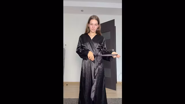 She pulls robe open and teases wet slit 😋