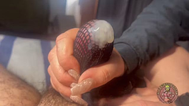 Fast Fishnets handjob with pounding cum