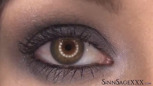 Sinn Sage Highlights Beautiful Hazel Eyes In Close Up For Camera View