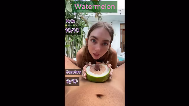 He cummed in my mouth through a watermelon fr