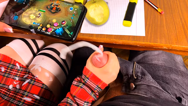 SCHOOLGIRL is Playing Games and Stroking his Cock in MATH Class  - Mobile Legends