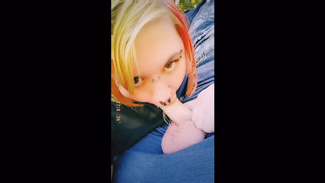 Goth Sub Girl Sucks Daddy Dom Cock Outside! Public Risky