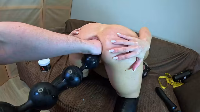 Huge Anal Beads and Fist Stretch My Ass
