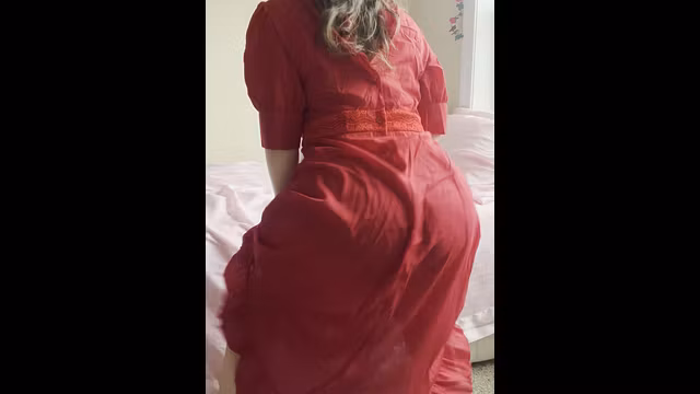 Girlfriend showing off her dress for you