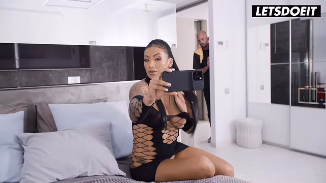 Mariana Martix Oils Up Her Big Tits in a Mirror... Then Gets on Her Knees Ready to Suck Fucking Cock
